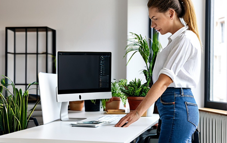 웹디자인 연봉 협상 실전 - Web Designer Presenting Mockups in a Modern Office**

"A professional web designer, fully clothed in...